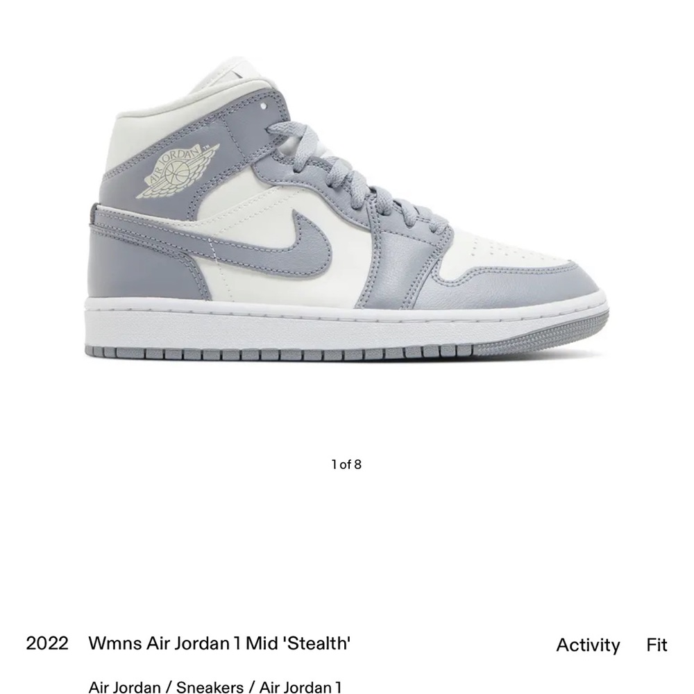 Jordan Women's Air Jordan 1 Mid 'Stealth' Gray and White Sneakers